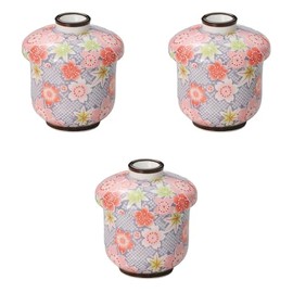 3個セット 鹿子友禅蒸し碗 （小） [ 6.5×8.5㎝(150㏄) ] | ミニむし碗 強化磁器 セトモノホンポ(Setomonohonpo)