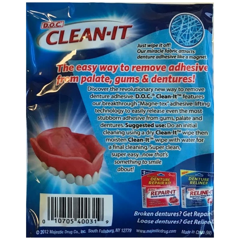 Clean It Denture Wipes Pack of 4 - 40 Total
