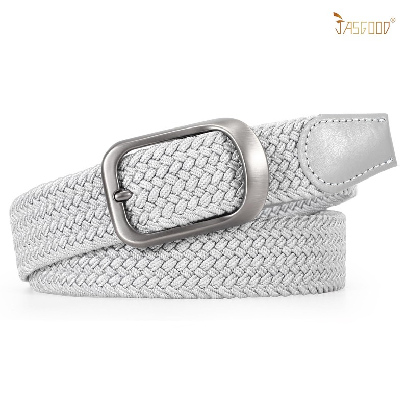 JASGOOD Men Elastic Braided Woven Stretch Belt 1 3/8 Casual