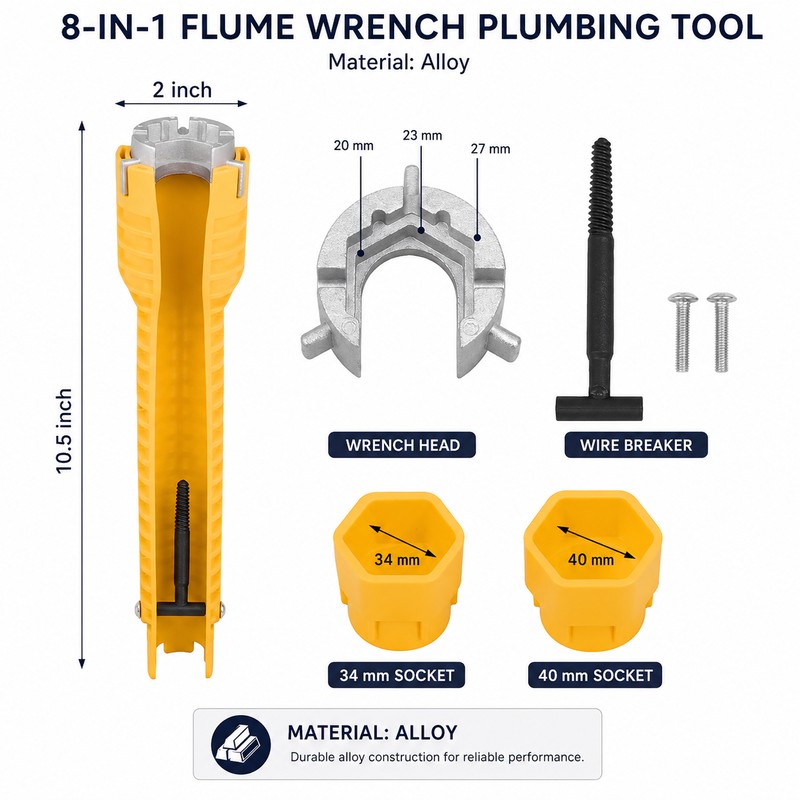 8-in-1 Faucet Wrench for Kitchen Sink Repair – Multifunction Plumbing