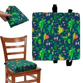 LYDODOKA Booster Seat for Eating Toddler, Washable Polyester Kid Booster Seat Cushion with Adjustable Safety Buckle & Fastening Strap, Portable Highchair Booster Cushion for Dining Table (Blue)