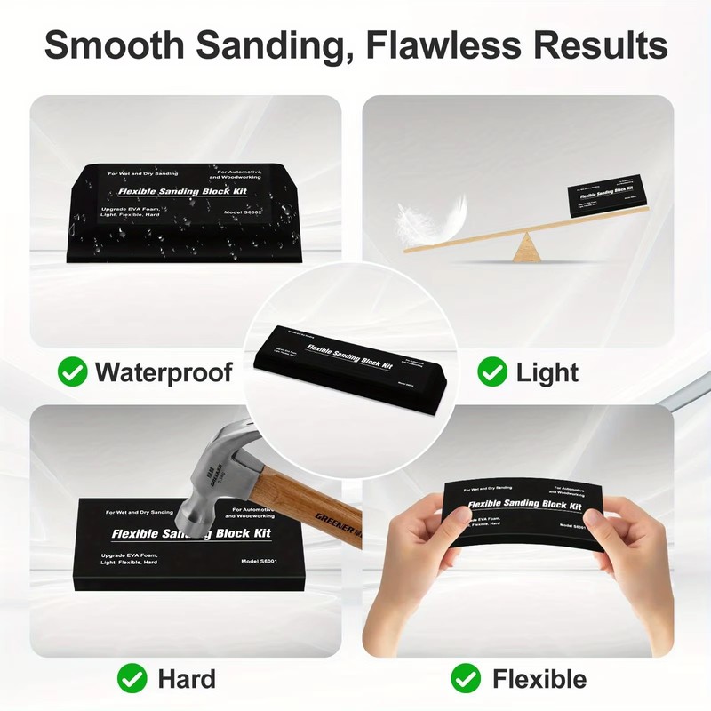 12-Piece Hand Sanding Block Kit for Automotive and Woodworking –