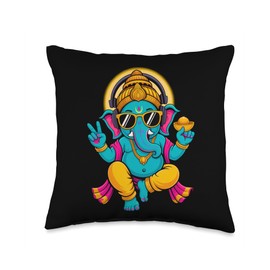 Hindu Ganesha Puja Meditation Yoga Murti Elephant God India Throw Pillow