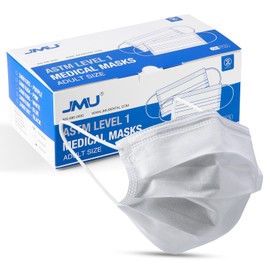 JMU 50pcs Disposable Face Masks White, 3-ply Protection Medical Masks, ASTM Level 1
