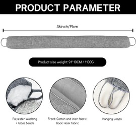 CNMTCCO Heavy Under Door Draught Excluder, 91 X 10 cm Wind Stopper for Window & Door, Air Door Draft Stopper Noise Blocker for Bottom of Door with Hook Loop