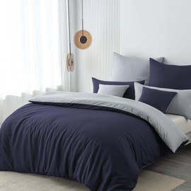 Nesture Bed Linen 155 x 220 cm 2-Piece Dark Blue/Grey