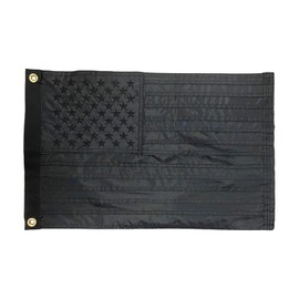 Homissor Black American Flag 12x18 All Black Flags 1x1.5 Embroidered Stars Heavy Duty Small Boat Flag Durable Nylon Sewn Strips