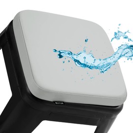 BUYUE Enhanced Anti-Slip Magnetic Bar Stool Cushion 1 Piece, Luxury PU Leather Waterproof Small Seat Cushion for Café Bistro Stackable Metal Stool (Square, Light Gray, 1)