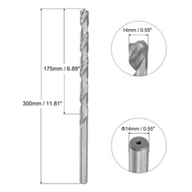 uxcell 14mm Twist Drill Bits, High-Speed Steel Straight Shank Extra Long Drill Bit 300mm Length for Wood Plastic Aluminum