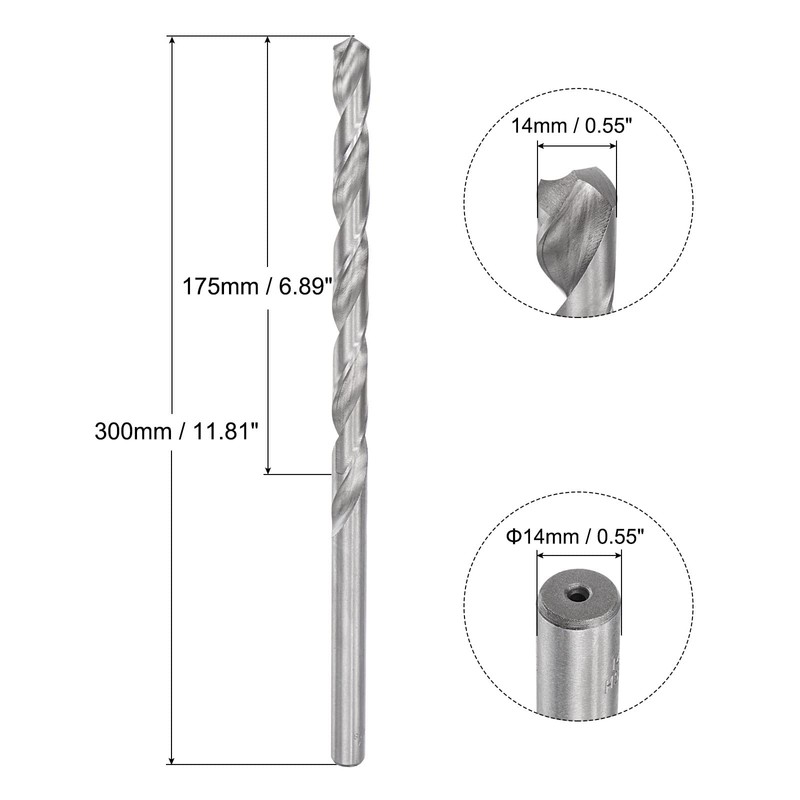 uxcell 14mm Twist Drill Bits, High-Speed Steel Straight Shank Extra