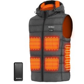 ORRNIKKO [2024 All-New] Heated Vest for Men - 7.4V 16000mAh Battery Pack and Detachable Heated Hood, Mens Heated Vest