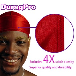 DuragPro - Paquete de 4 Durag de seda para hombres, durabilidad y compresión mejoradas, trapo sedoso de satén (negro/verde/azul/rojo)