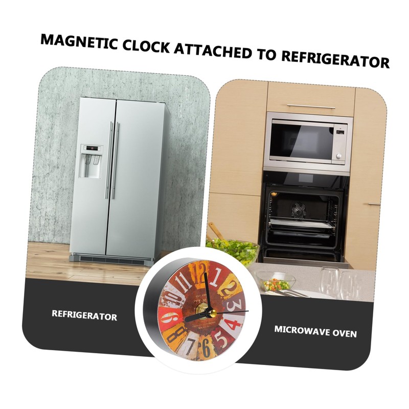 SHOWERORO Retro Fridge Magnets Creative Clock Stickers Vintage Wall Clock