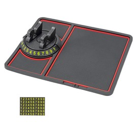 YIKANGHENG Anti Slip Pad Car Phone Holder with Phone Number Digits, 7 Inch x 8.6 Inch Black Red Rubber Base for Car (Black red)