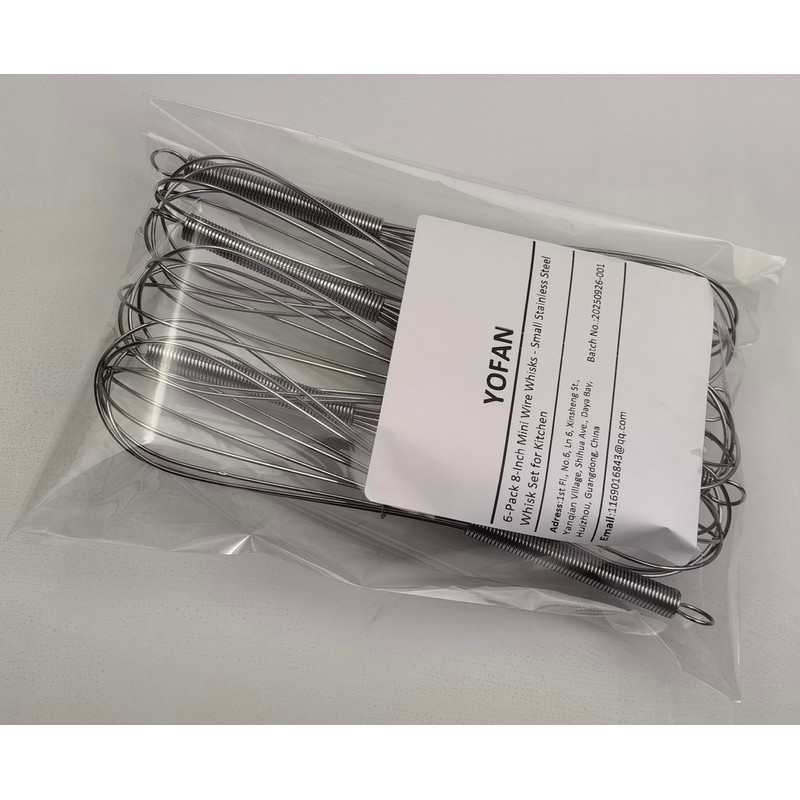 YOFAN 6-Pack 8-Inch Mini Wire Whisks - Small Stainless Steel