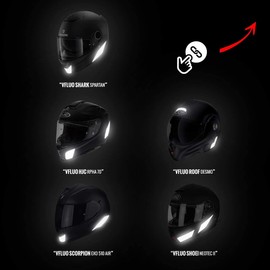 VFLUO Black Standard™ – Kit of 4 Black Retro-Reflective Helmet Stickers, 3M™ Technology, Discreet by Day/High-Visibility at Night (Reflects to White), Made in France