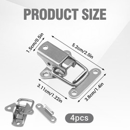 4Pcs Toggle Latch Good Security Easy Use Tension Clasp Lock Corrosion Resistant Durable Stainless Steel Tension Clasp with Screws Wide Application for Boxes Drawers Suitcases Door Office Shop