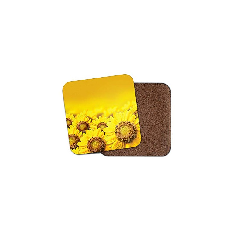 1 x Pretty Sunflowers Coaster - Yellow Flowers Field Summer