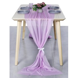 MDS 25 Pack 14ft Chiffon Table Runner 29 x 170 Inches Sheer Wedding Runner Romantic Rustic Table Runner for Wedding Decorations, Birthday Parties, Bridal Shower Party Arch Decor - Orchid