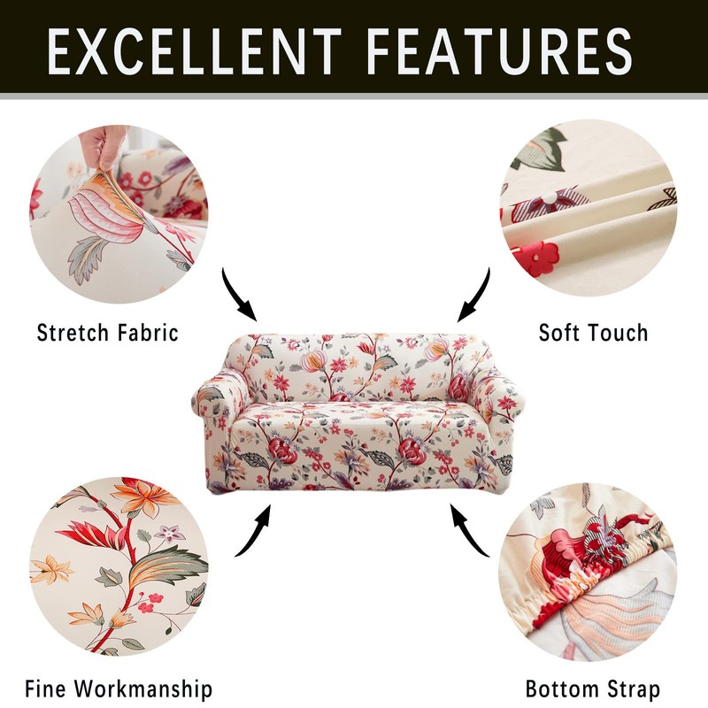Qubjus Stretch Sofa Cover Printed Couch Cover Patterned with One