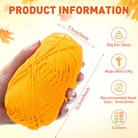 Threlaco 4 Fall Skeins Yarn for Knitting Autumn Yarn Colors Yarn Milk Cotton Orange Yellow Green Yarn Thanksgiving Party Favor Decoration DIY Crafts Gift for Autumn Party Favors Harvest Party Supplies