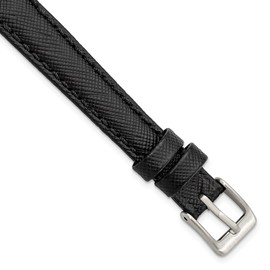 Gilden 12mm Black Saffiano-Style Leather Watch Band 6.9"