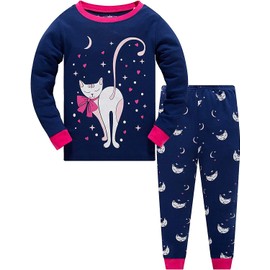 Qzrnly Girls' Giraffe Cotton Pyjamas Kids Long Sleeve Pyjamas, Multicoloured (pattern 4)