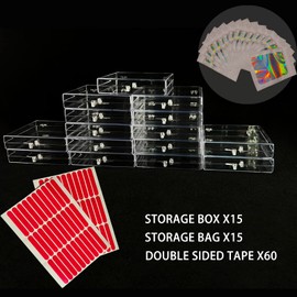 CloudTrip - Embalaje y almacenamiento de uñas a presión (8 x 8 cm), caja y bolsa, paquete de 30 unidades con 60 cintas adhesivas de doble cara, estuche organizador acrílico para embalaje de uñas artificiales para suministros de negocios de uñas