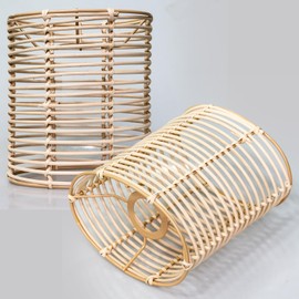 Osasy lampenschirme Oval Lampenschirm Ersatz E27-E14 Fass Lampenschirm, Zylinder Lichtabdeckung für Kronleuchter Tisch Schreibtischlampen Leuchten (Beige, 2pcs :L18.5 x B13.5 x H20(cm))