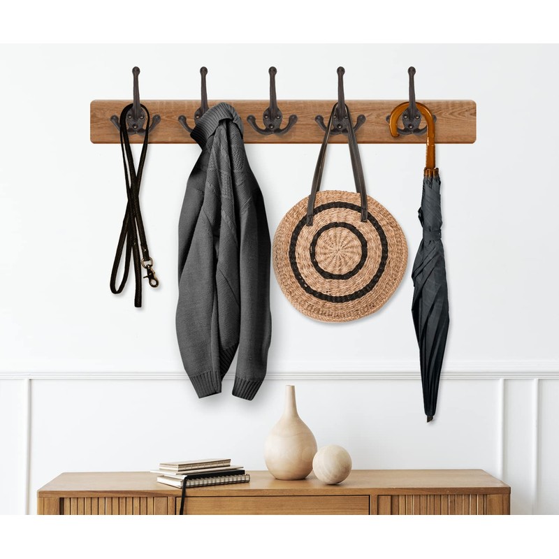 Ambipolar 5-Pack TriLeg Coat Hooks. Wall Mounted, Heavy Duty Decorative
