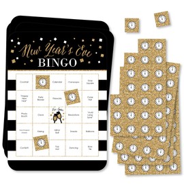 Big Dot of Happiness New Year’s Eve - Gold - Bar Bingo Cards and Markers - New Years Eve Party Bingo Game - Set of 18