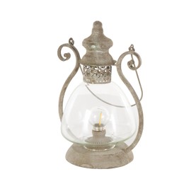 Deco 79 Metal Scroll Indoor Outdoor Candle Lantern Decorative Lantern Candle Holder with Arched Handle, Lantern 9" x 8" x 12", Bronze