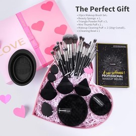 MAANGE Brochas de Maquillaje 30 Pcs Set de Herramientas Maquillaje con Caja de Regalo, Multifuncional Set de Brochas Maquillaje Kabuki Sintético Sombra de Ojos Polvo Base de Maquillaje (Negro, 30 Piece Set)
