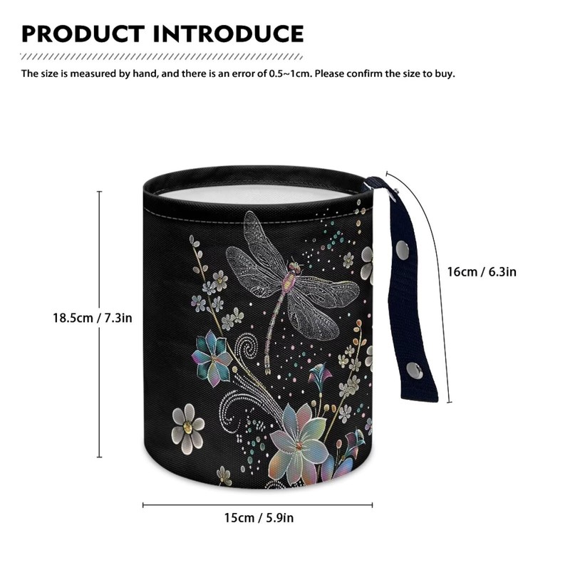 Darisoco Dragonfly Trash Can for Car Car Garbage Can for