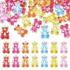 Magibeads 30Pcs Gummy Bear Charms 31x19mm Acrylic Candy Bear Animal Pendants Cute Kandi Earring Charms with Iron Loop for DIY Crafts Spring Summer Keychains Jewelry Making Supplies