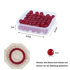 BLAESIFF 100pcs 8mm Red Chalcedony Beads for Threading Natural Stone Round Loose Beads for DIY Necklace Bracelet Jewelry