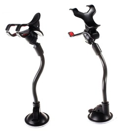 POPETPOP Car Smartphone Holder, Dashboard Suction Cup Type, Strong Suction, Long Arm, Flexible, Shock Absorption, Anti-Slip, Convertible