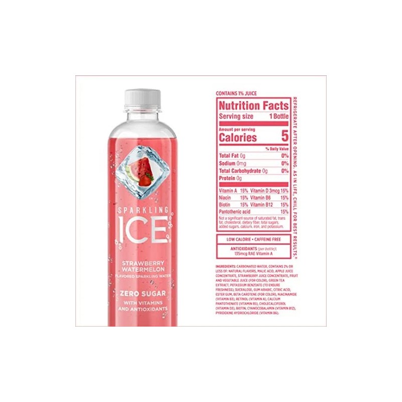 Sparkling Ice Strawberry Watermelon Zero Sugar Sparkling Water Pack Of