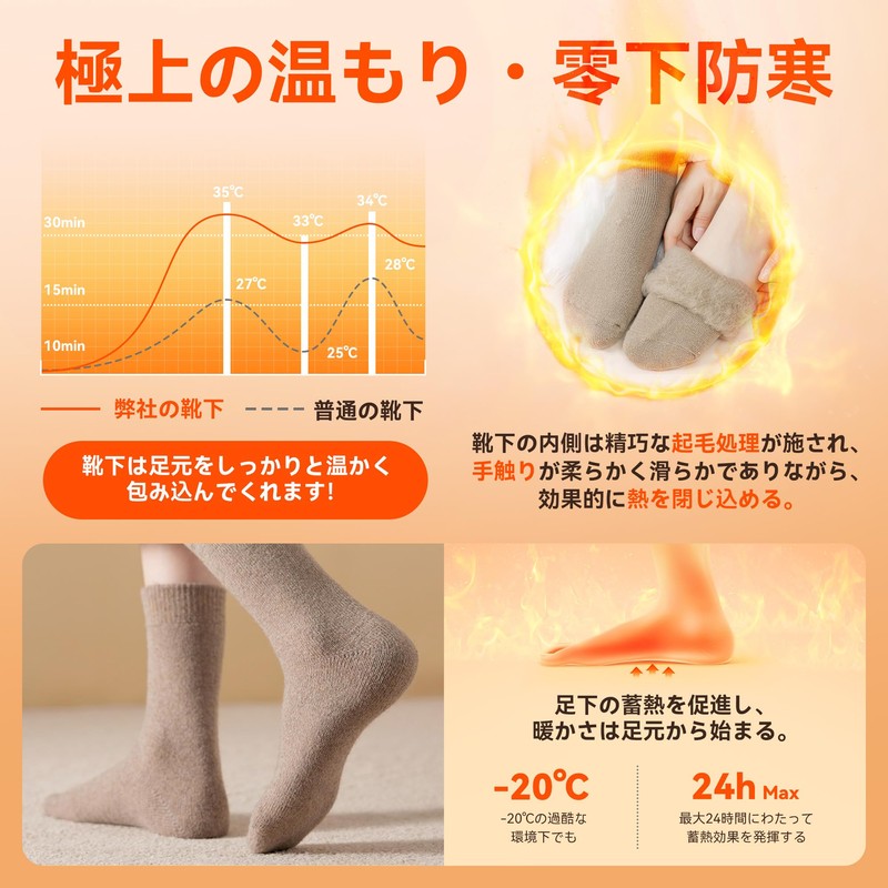 Allanve Women's Warm Winter Socks, (30% Wool Selected, Soft Inner