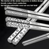 Stainless Steel Chopsticks 5 Pairs Metal Chopsticks Reusable Dishwasher Safe