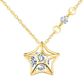 Yumilok Women's Necklace 925 Sterling Silver Cubic Zirconia Stars with Pendant for Women Girls