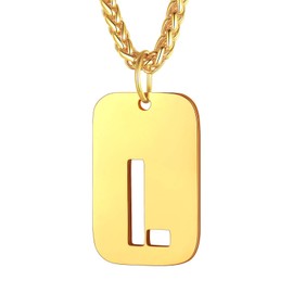 Bandmax Dog Tag Chain Men's Dog Tag Chain Letters Stainless Steel Chain Gold Necklace with Pendant Wheat Chain 55 cm Chain Women's Fashion Jewellery Accessory, Stainless Steel, No Gemstone