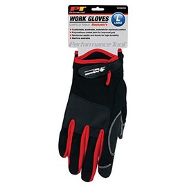 Performance Tool High Dexterity, Excellent Grip, Ideal for working on cars and outdoor jobs | Mechanics Gloves - Large, Red, W89006
