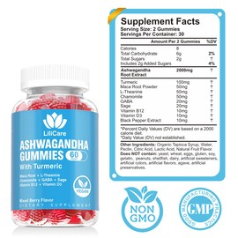 Ashwagandha Gummies, 2000mg Organic Ashwa Root Extract Supplement for Women & Men - 60 Count - Ashwagandha Blend Gummies Combination Supplements
