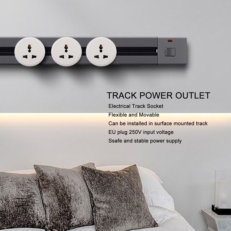 13A Power Track Socket Multifunctional White Round Surface Mounted Movable