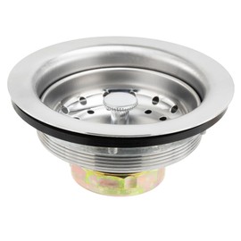 RecPro RV Sink Drain | Fits 3.5" Drain Holes | 3 1/4" Removable Strainer | 1 1/2" Threading | Stainless Steel Material (Stainless Steel)