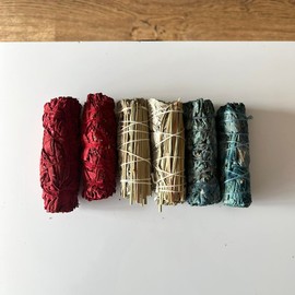2x Dragon's Blood White Sage 4" Smudge Sticks, 2x Nag Champa White Sage 4" Smudge Sticks, 2x Sweet Grass White Sage 4" Smudge Sticks