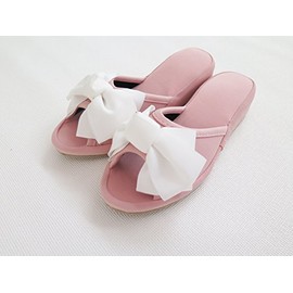 Bow Princess Heel Slippers Room Shoes (M, Pink)