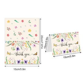 Floral Greeting Cards with Envelopes, 24-Piece Set of Floral Themed Greeting Cards, Folding Postcards with Envelopes and Stickers for Kids, Family, Friends, Thank You Cards