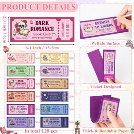 Laffact 120Pcs Funny Book Club Ticket Bookmark, Cowboy Romance Reading Tracker, Dark Romance Horror Anti Social Fantasy Readers Accessories Supplies Bookish Gifts Page Clip for Women Men Book Lover